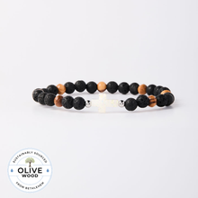 Load image into Gallery viewer, Holy Water Men's Olive Wood Cross Bracelet
