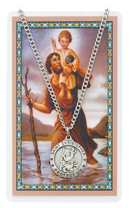 St. Christopher Pewter Medal and Stainless Steel Chain
