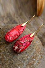 Load image into Gallery viewer, Handmade Teardrop Shape Natural Stone Dangle Earrings Online Only
