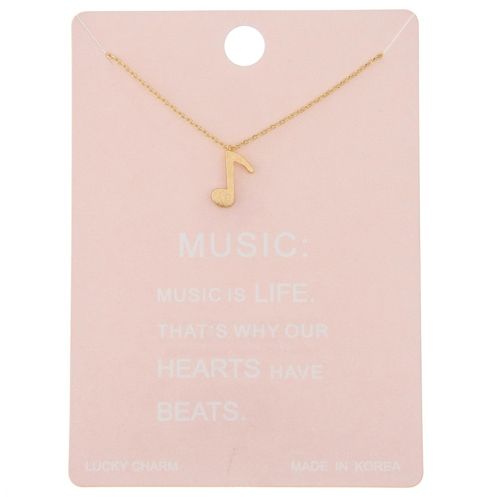 Dainty music note lucky charm necklace