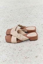 Load image into Gallery viewer, Forever Link Square Toe Cross Strap Buckle Clog Sandal in Sand
