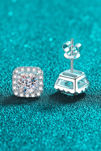 925 Sterling Silver Inlaid 2 Carat Moissanite Square Stud EarrinOnline Onlygs