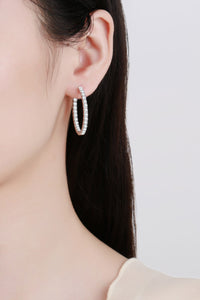 Moissanite Rhodium-Plated Hoop Earrings Online Only