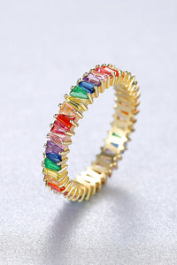 Multicolored Cubic Zirconia 925 Sterling Silver Ring Online Only