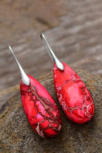 Handmade Teardrop Shape Natural Stone Dangle Earrings Online Only
