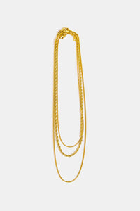 Stainless Steel 18K Gold Pleated Triple Layer Necklace Online Only