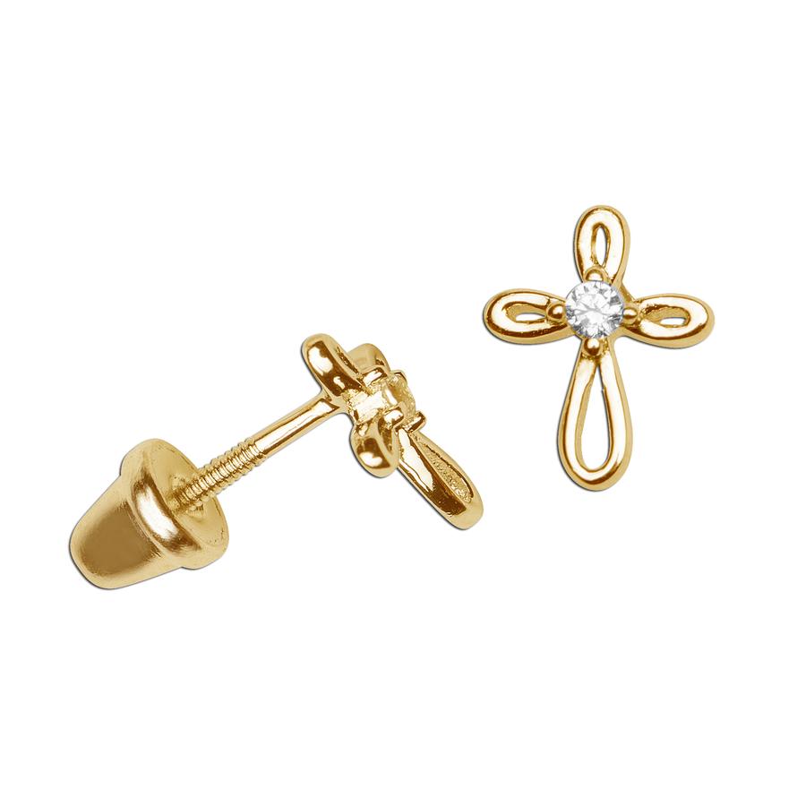 Gold Plated Infinity Cross Earrings