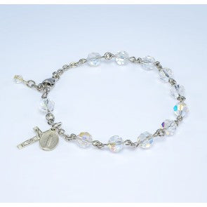 Swarovski Crystal Round Sterling Silver Rosary Bracelet