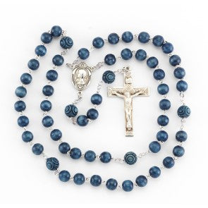 Rosary Blue Round Italian Wood Rosary