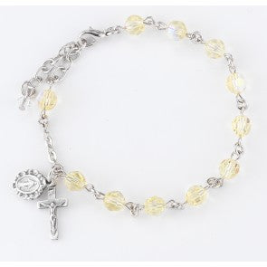 Round Crystal Rosary Bracelet Created with 6mm Swarovski Crystal Jonquil Beads