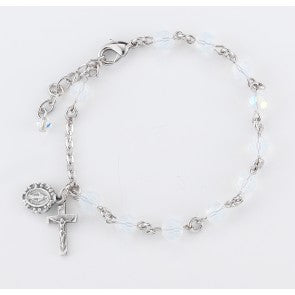 Round Crystal Rosary Bracelet Created with 6mm Swarovski Crystal Opal Beads