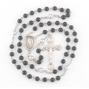 Genuine Onyx Sterling Silver Rosary