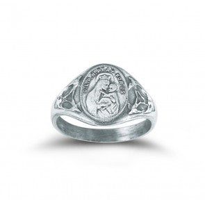 Sterling Silver Our Lady of Mount Carmel Ring with Sacred Heart Inside