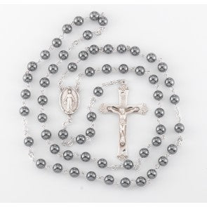 Genuine Hematite Sterling Silver Rosary