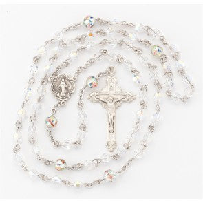 Swarovski Crystal and Murano Glass Sterling Silver Rosary