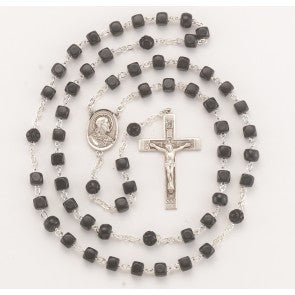 Black Square Genuine Cocoa Bead Rosary
