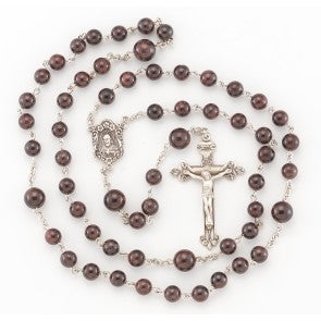 Round Garnet Bead Rosary