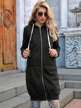 Load image into Gallery viewer, Double Take Full Size Zip-Up Longline Hoodie with Pockets

