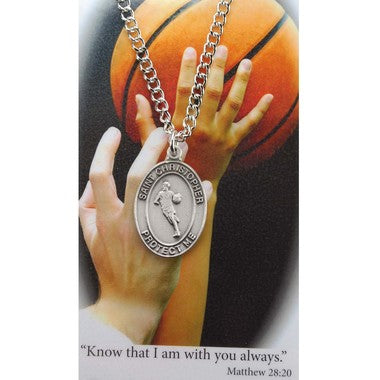 Boy's Basketball Prayer Card and Medal