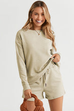 Load image into Gallery viewer, Double Take Full Size Texture Long Sleeve Top and Drawstring Shorts Set
