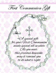 Sterling Silver First Communion Rosary Bracelet (FCB-Rosary)
