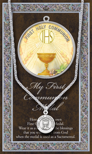 First Communion Medal and Prayer Card