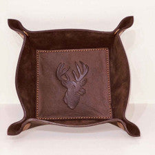 Leather Trinket Tray with Embossed Deer