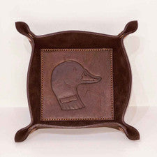 Leather Trinket Tray with Embossed Duck