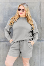 Load image into Gallery viewer, Double Take Full Size Texture Long Sleeve Top and Drawstring Shorts Set
