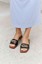 Load image into Gallery viewer, Forever Link Square Toe Chain Detail Clog Sandal in Black
