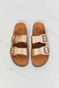 MMShoes Best Life Double-Banded Slide Sandal in Gold