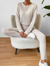 Load image into Gallery viewer, Ribbed Top and Pants Lounge Set
