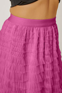 Ruched High Waist Tiered Skirt
