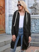 Load image into Gallery viewer, Double Take Full Size Zip-Up Longline Hoodie with Pockets

