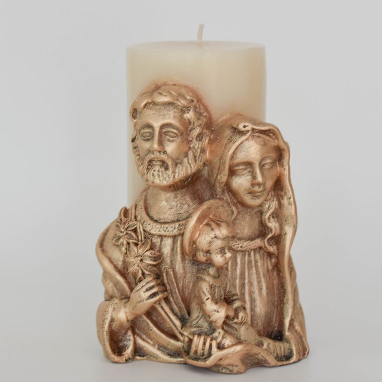 Holy Family Candle Ivory and Gold