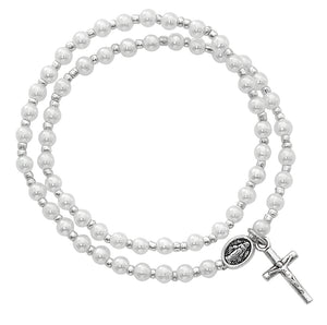 Pearl Double Stretch Rosary Bracelet